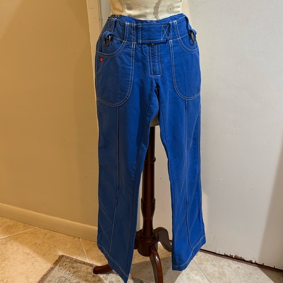 Miss Sixty Wide Leg Blue Stitching Details Zip Up Vintage Pants Waist 28” - Picture 6 of 14